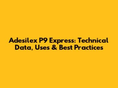 Adesilex P9 Express: Technical Data, Uses & Best Practices