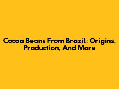 Cocoa Beans From Brazil: Origins, Production, And More