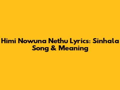 Himi Nowuna Nethu Lyrics: Sinhala Song & Meaning
