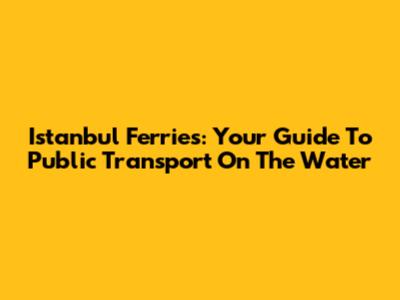 Istanbul Ferries: Your Guide To Public Transport On The Water