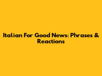 Italian For Good News: Phrases & Reactions