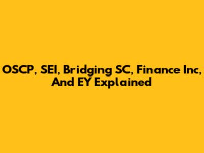 OSCP, SEI, Bridging SC, Finance Inc, And EY Explained