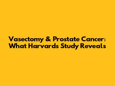 Vasectomy & Prostate Cancer: What Harvard's Study Reveals